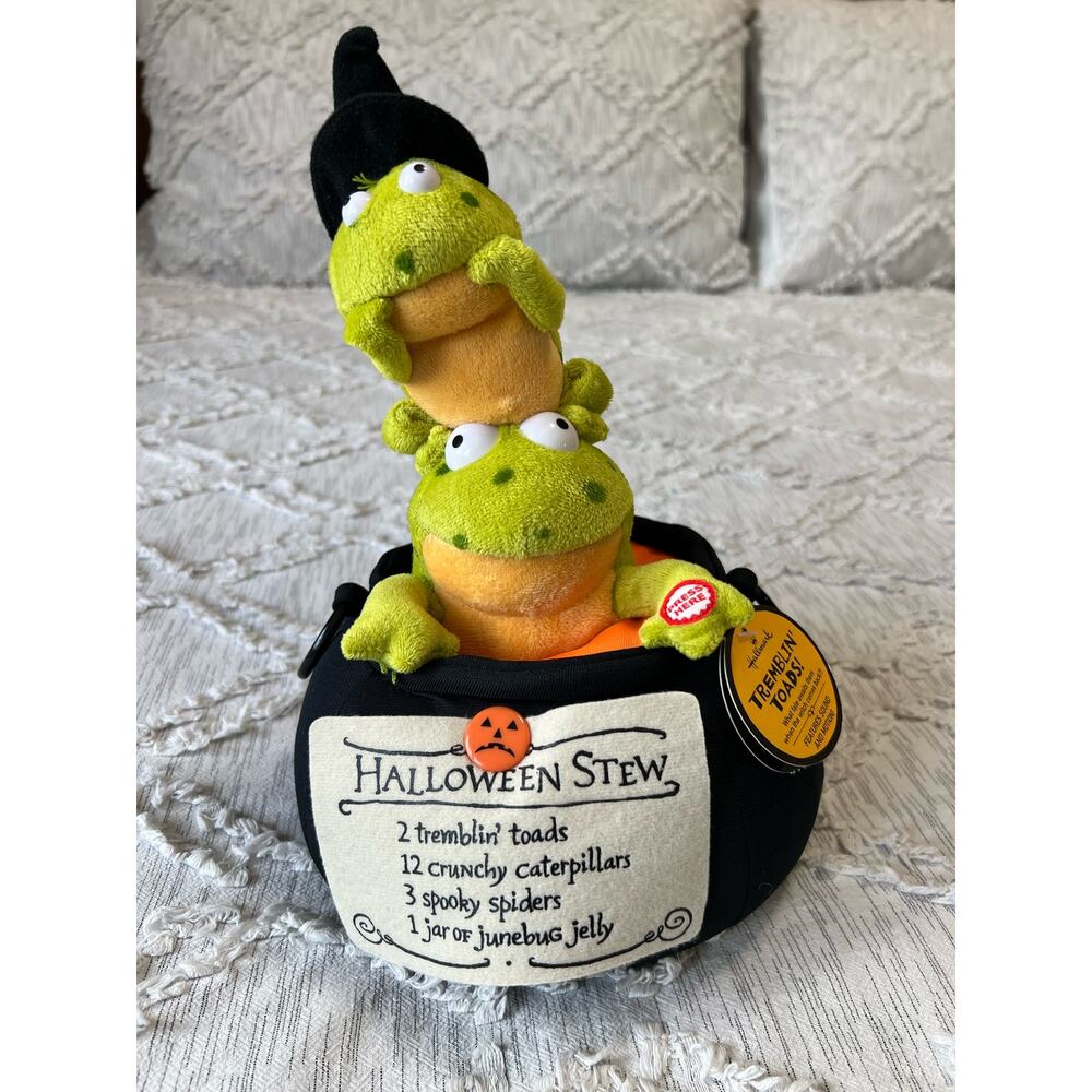 Hallmark Plush Halloween Tremblin Toads Sound & Motion Plush Frogs Witch Pot